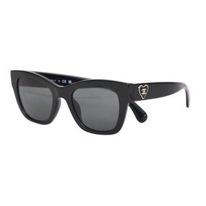 CHANEL Sunglasses Black Heart Square Gold Acetate Enamel Eyeglasses 5478-A 501S4